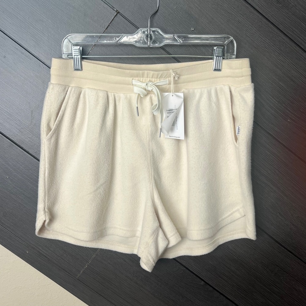Feat Women's BlanketBlend Lounge Shorts Oatmilk Drawstring Size L NWT Cozy